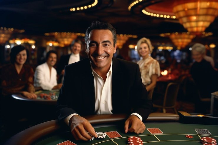 Live casino table with multi-camera setup showing baccarat and roulette